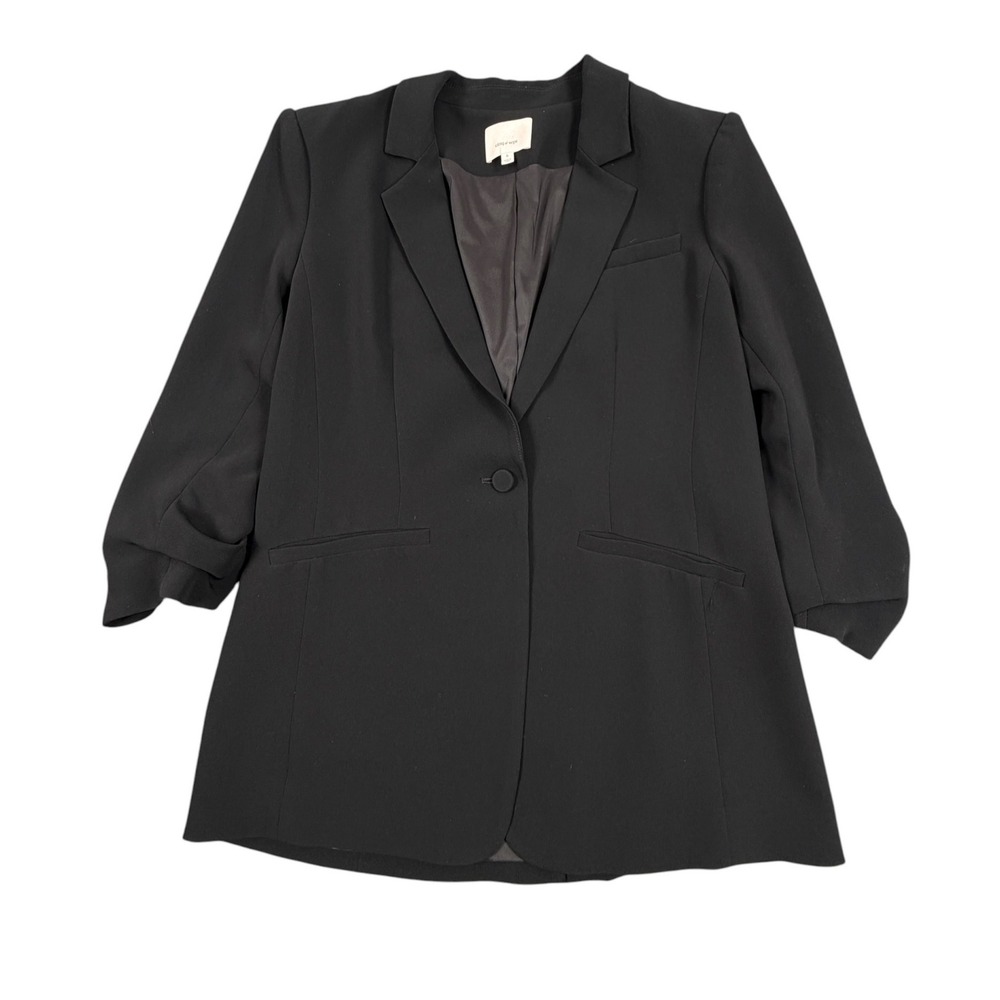 Cinq A Sept Women Blazer Khloe Ruched Sleeve Single Button Black Size 6